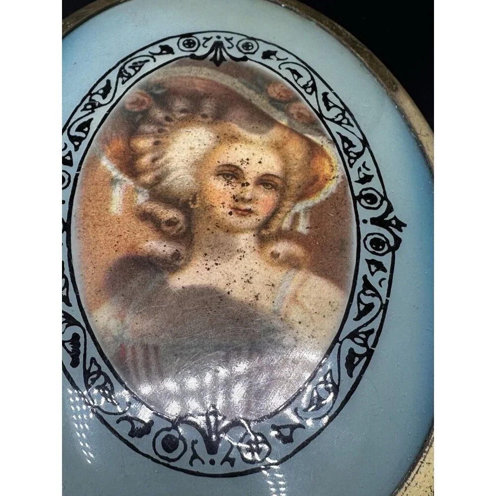 Vtg Antique French Lady Marie Antoinette‎ Boudoir Long Handle Brush 1920s Coarse
